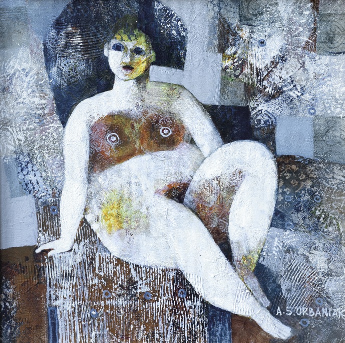 Alicja Słaboń-Urbaniak, Pani w szarościach, 30x30cm (1)